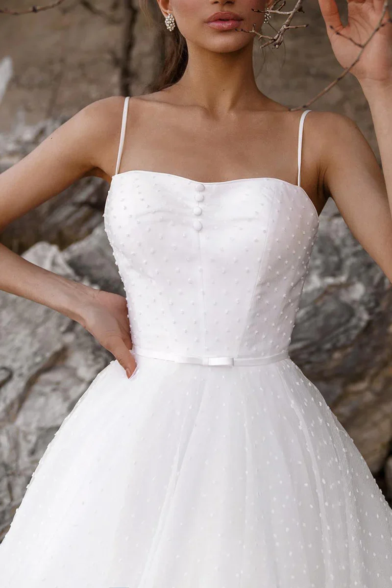 A Line Spaghetti Straps Hall Casual Simple Wedding Dress - Image 4