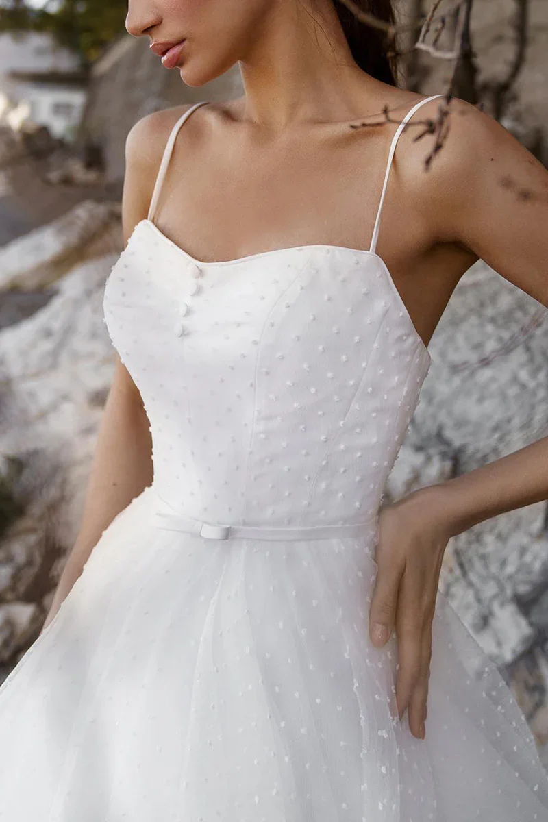 A Line Spaghetti Straps Hall Casual Simple Wedding Dress - Image 3
