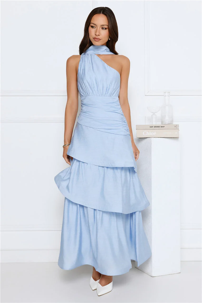 Multi Layer Ruffle Tiered Maxi Evening Dress For Formal Evening Prom Wedding Guest Bridesmaid Beach Wedding Cocktail Party - Image 4