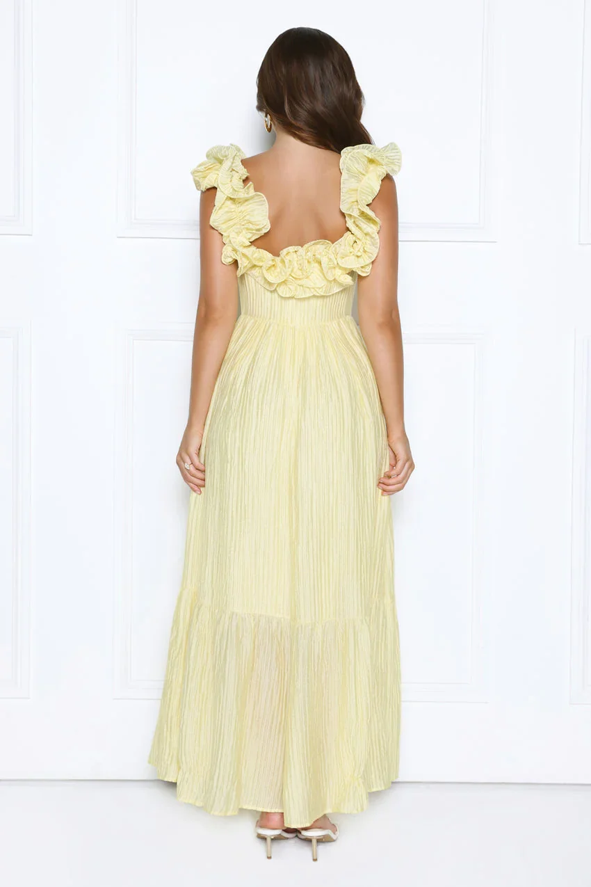 Elegant Square Neck Ruffle Trim Open Back Tiered Ruffle Hem Textured Maxi Evening Dress For Formal Evening Prom Wedding Guest Bridesmaid Beach Wedding Cocktail Party Gala - Image 4