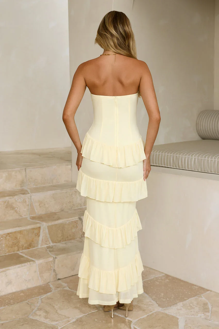 Sweetheart Neckline Ruched Bodice Asymmetrical Ruffle Tier Maxi Evening Dress For Formal Evening Prom Wedding Guest - Image 3