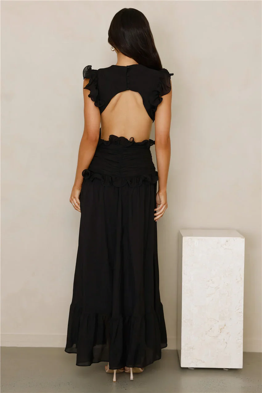 Ruched Bust Bow Detail Tiered Ruffle Hem Maxi Evening Dress For Formal Evening Prom Wedding Guest Bridesmaid Beach Wedding Cocktail Party Gala - Image 3
