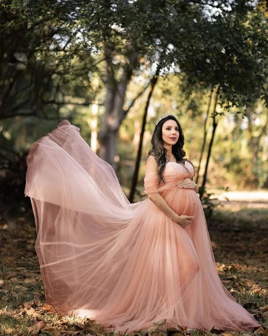 Off‑Shoulder Sweetheart Tulle Maternity Gown - Image 4