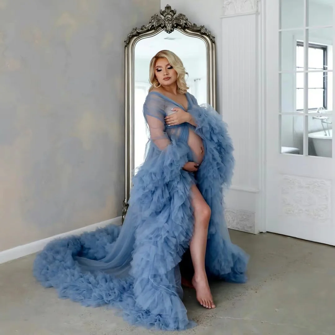 Luxury Fluffy Tiered Tulle Maternity Dress - Image 4