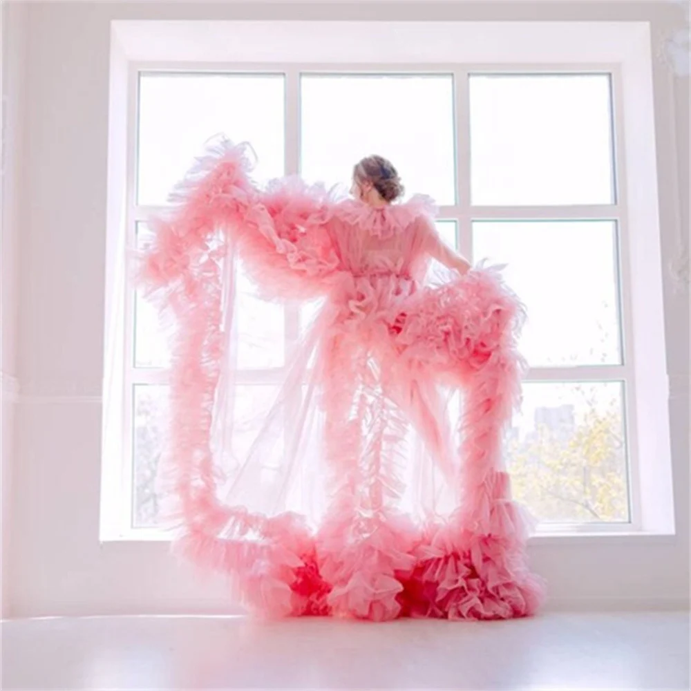 Open‑Front Voluminous Tulle Maternity Dress For Photography - Image 5